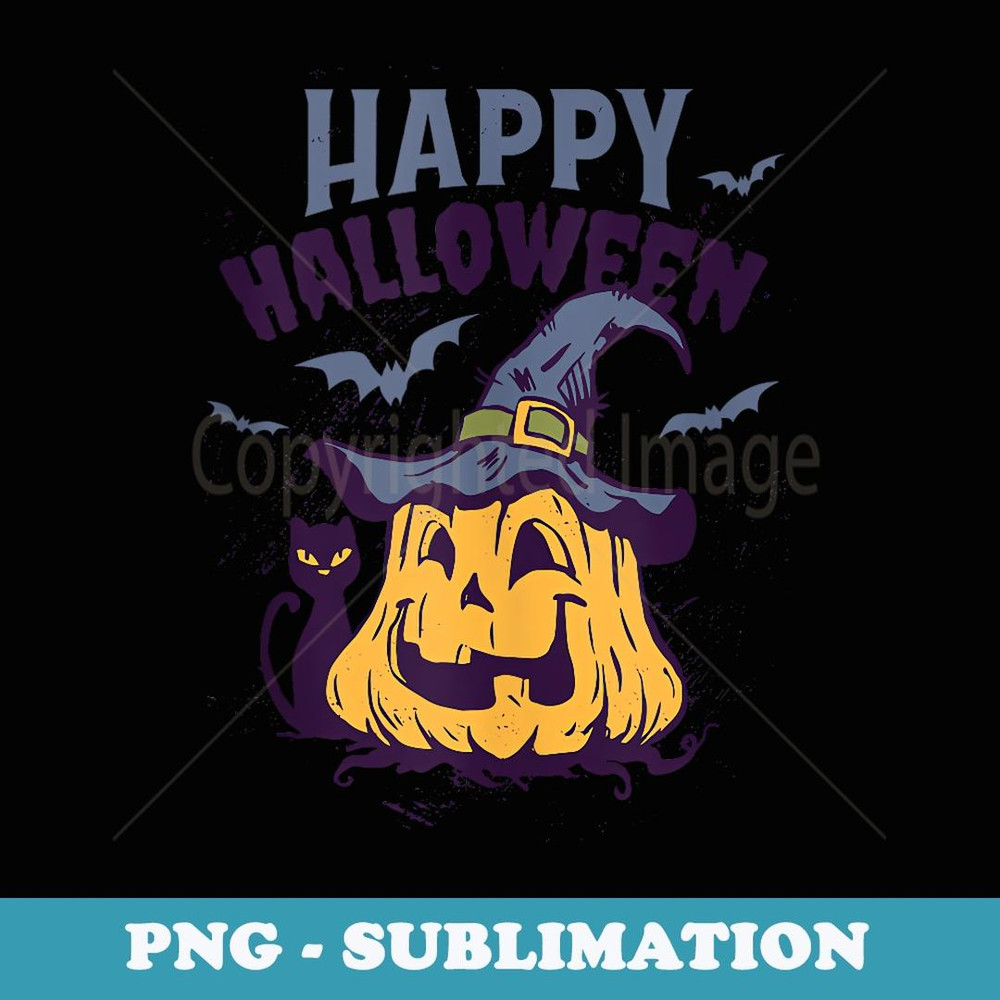 Happy Halloween Jack O Lantern Pumpkin Seasonal Vintage - High-Resolution PNG Sublimation File