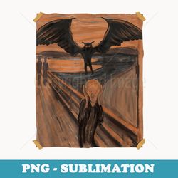 famous scream art moth man creature halloween cryptid - retro png sublimation digital download