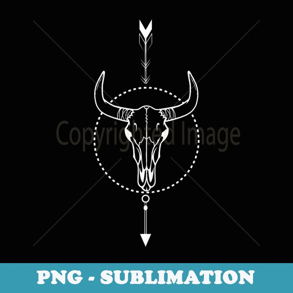 Cow Skull Bull Skull Tattoo Art Compass Traveler - Decorative Sublimation PNG File