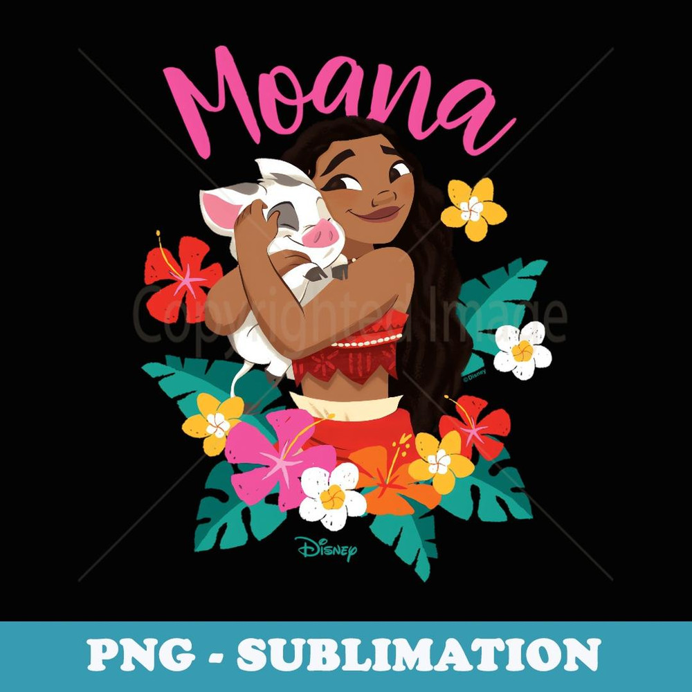 Moana - Hugging Pua Floral - Vintage Sublimation PNG Download