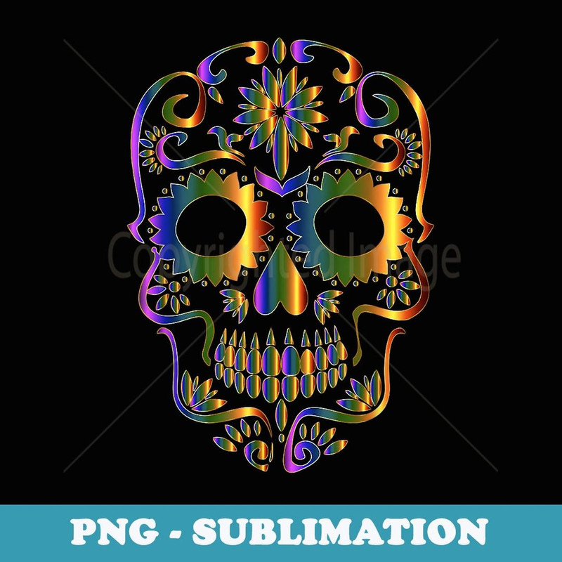 Colorful Sugar Skull for Mexican Day Of The Dead - Creative Sublimation PNG Download