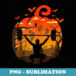 halloween workout pumpkin weightlifter - special edition sublimation png file