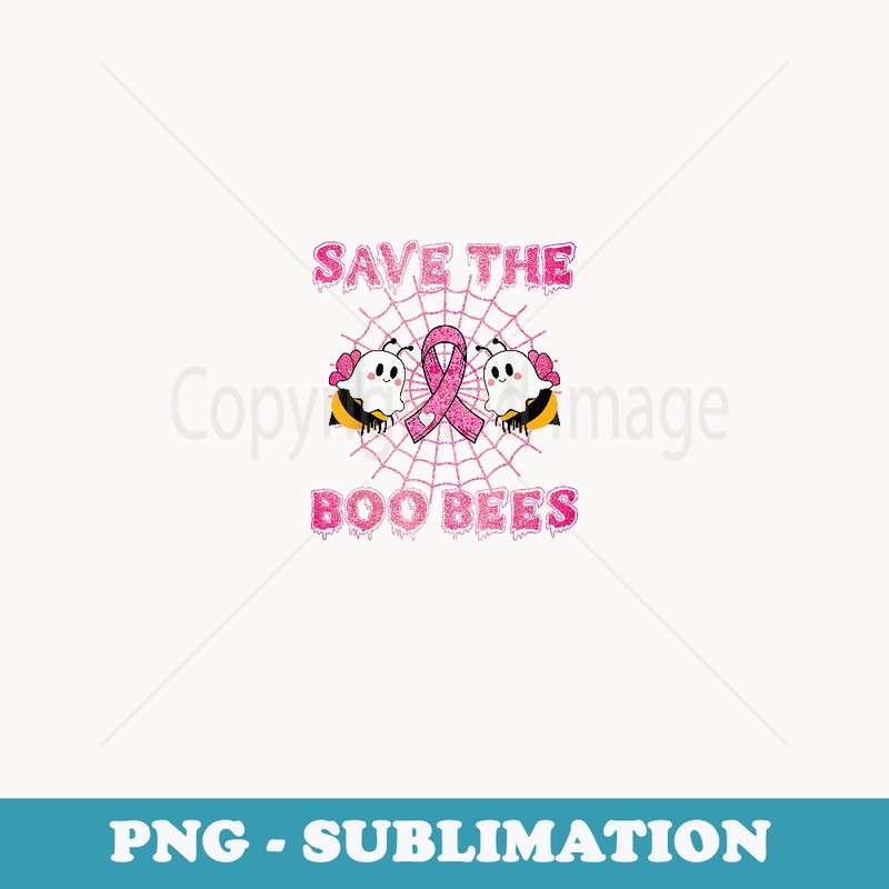 Cute Save The Boo Bees Halloween Breast Cancer Pink Ribbon - Exclusive PNG Sublimation Download