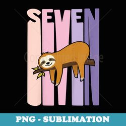 7 year old cute sloth birthday girl 7th b-day - sublimation digital download