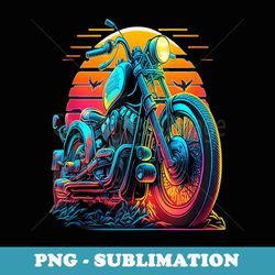 classic motorcycle retro vintage chopper sunset - artistic sublimation digital file