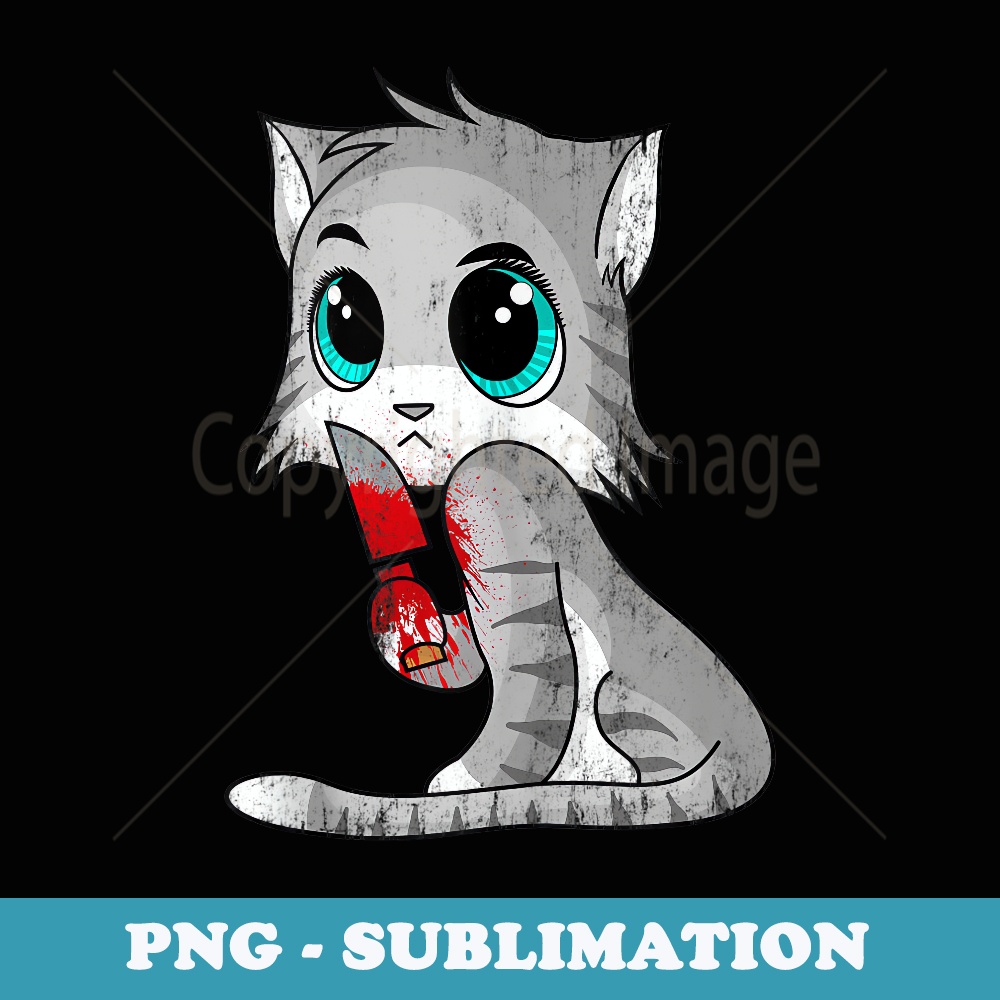 Cute But Psycho Kitty - Instant PNG Sublimation Download