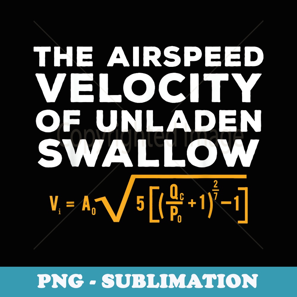 Airspeed Velocity Of An Unladen Swallow Funny Maths - PNG Transparent Sublimation File