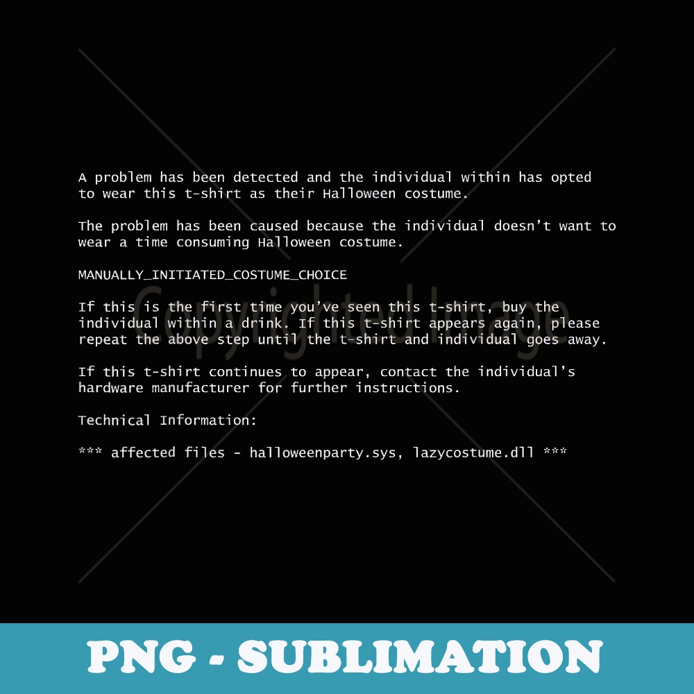 Blue Screen of Death Halloween Costume for Computer Nerds - Digital Sublimation Download File