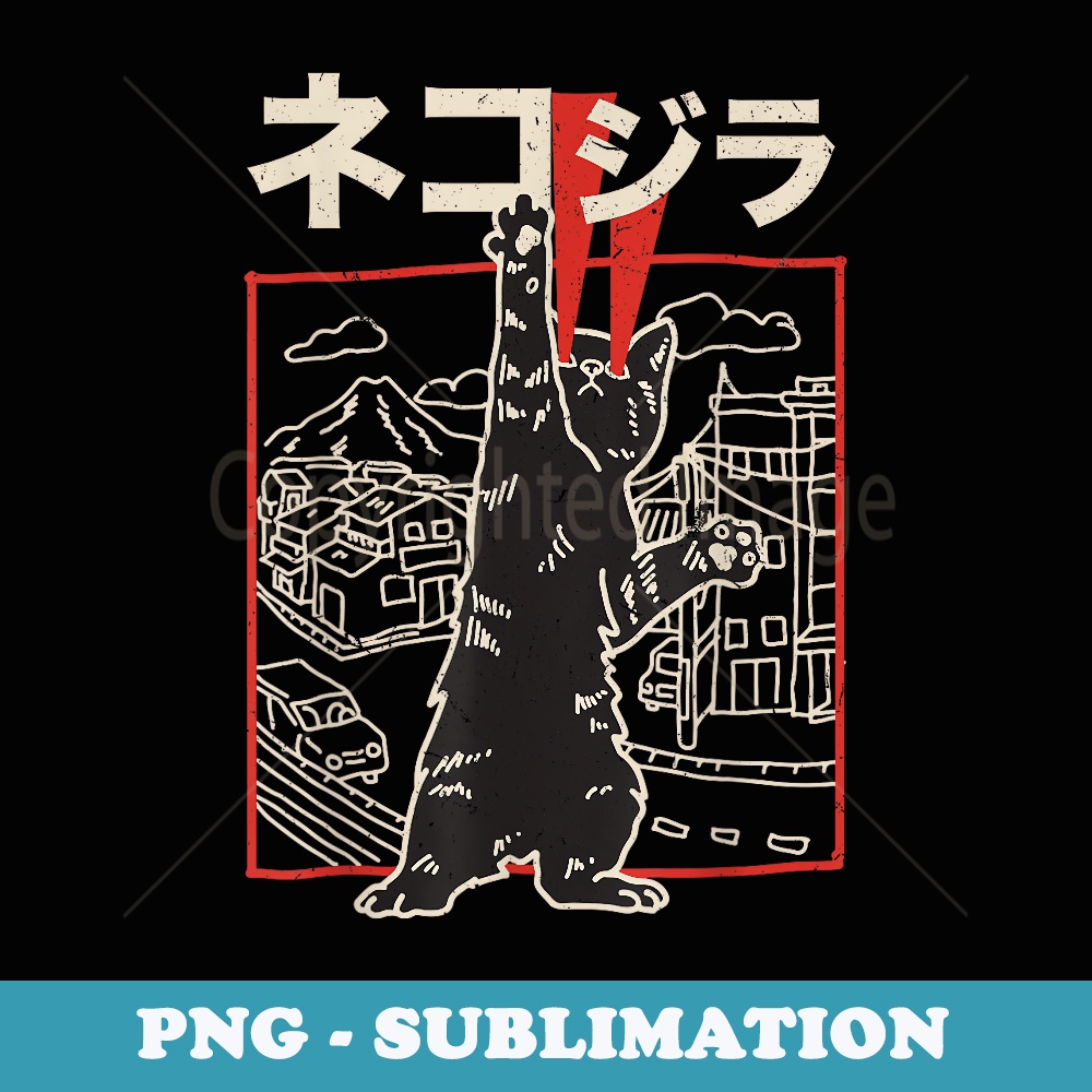Japan CatZilla Harajuku Cats Kittens Anime Manga Otaku - Modern Sublimation PNG File