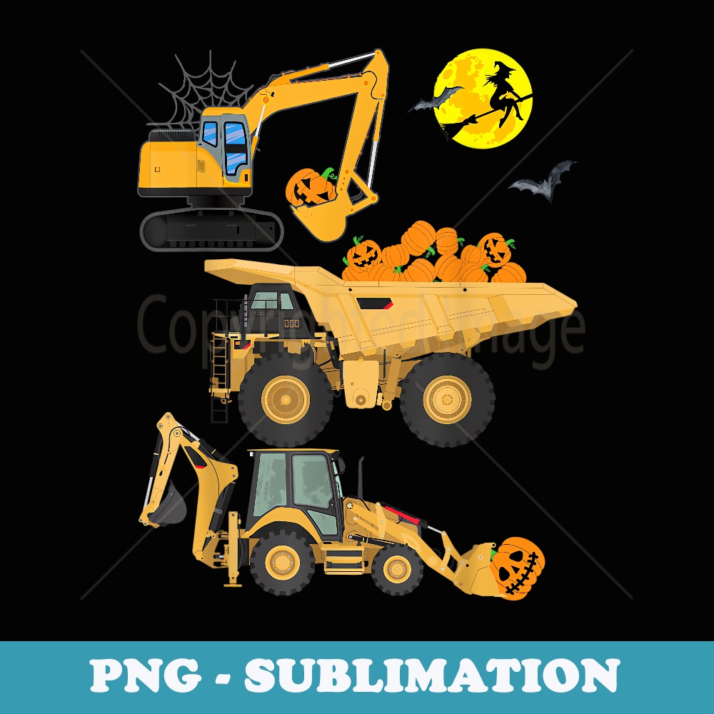 Halloween boys toddler Pumpkin Construction Vehicle - Aesthetic Sublimation Digital File