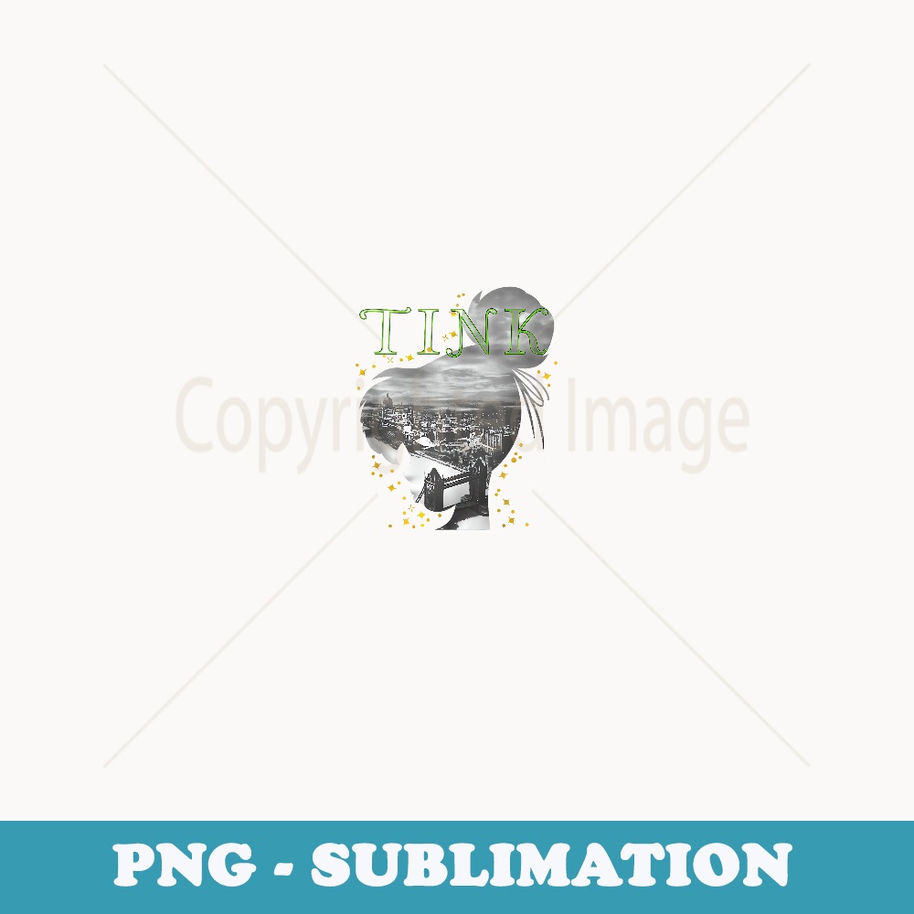 Disney Peter Pan Tinkerbell Silhouette Fill London Bridge - Vintage Sublimation PNG Download