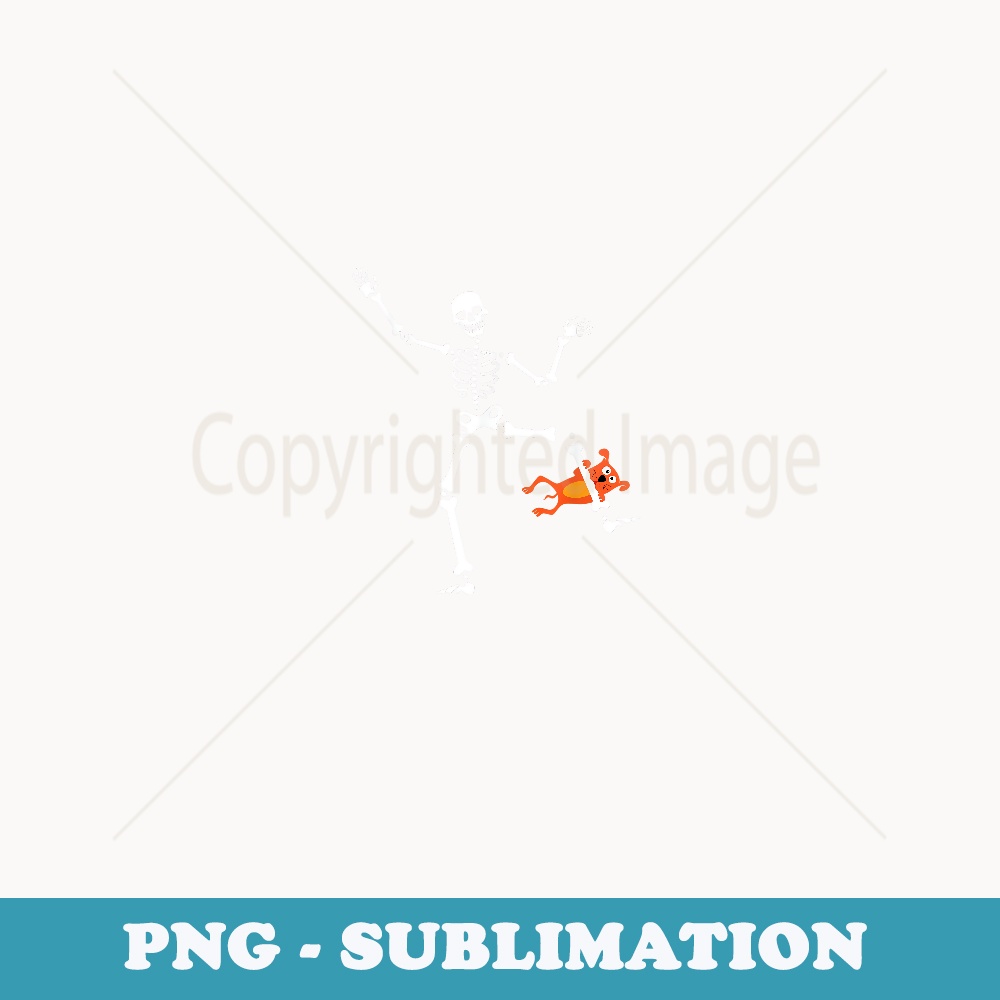 Funny Skeleton Dog Biting Skeleton's Leg Halloween - PNG Transparent Sublimation Design