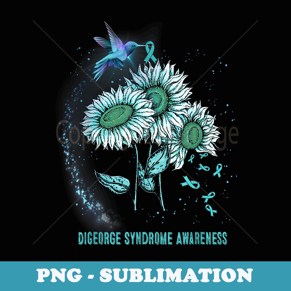 Hummingbird Sunflower DiGeorge Syndrome Awareness - Decorative Sublimation PNG File