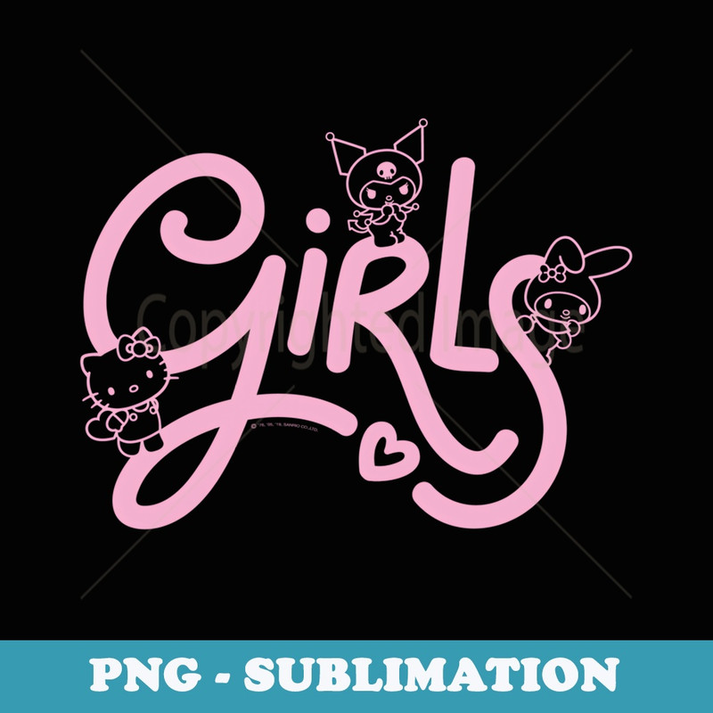 Hello Kitty My Melody Kuromi GIRLS - Instant PNG Sublimation Download