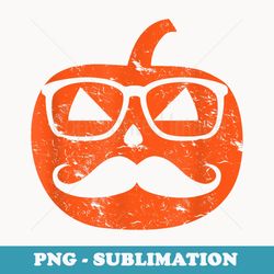 nerd geek pumpkin with mustache wearing glasses halloween - unique sublimation png download
