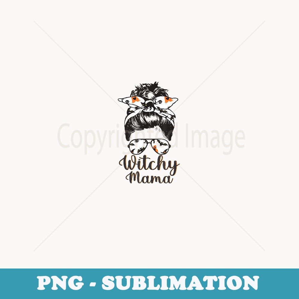 Witchy Mama Halloween Cute Messy Bun Bandana Witch Mom - Instant Sublimation Digital Download