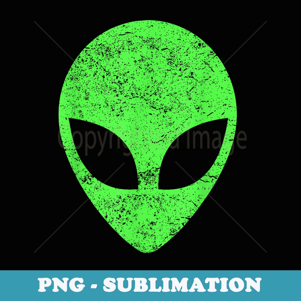 Green Alien Head Distressed Vintage Storm Area - Exclusive Sublimation Digital File