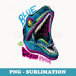 jurassic world neon blue deadly raptor 90u2019s style - sublimation png file