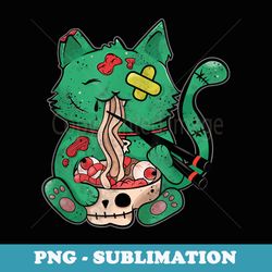 pastel goth kawaii creepy cat eating ramen noodles halloween - artistic sublimation digital file