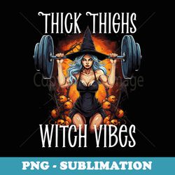 thick thighs and witch vibes funny gym and fitness halloween - premium png sublimation file