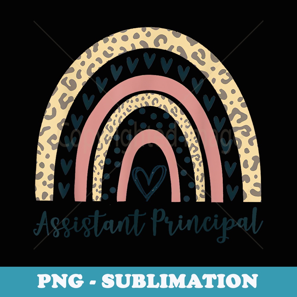 Assistant Principal Boho Rainbow Leopard Back to school - Signature Sublimation PNG File