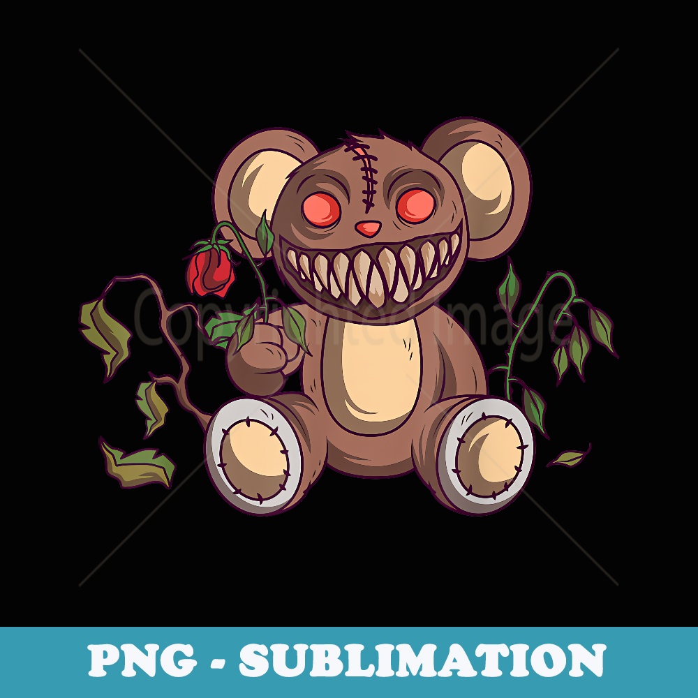 Kawaii Pastel Goth Teddy Bear Gothic Bear Voodoo Nu Goth - Unique Sublimation PNG Download