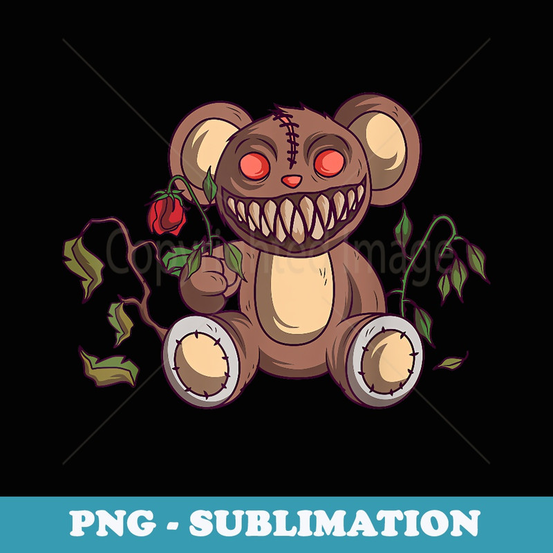 Kawaii Pastel Goth Teddy Bear Gothic Bear Voodoo Nu Goth - Unique Sublimation PNG Download