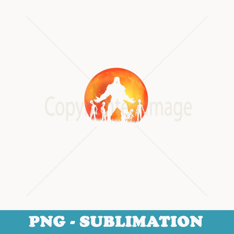 Halloween Bigfoot Alien Full Moon - Creative Sublimation PNG Download