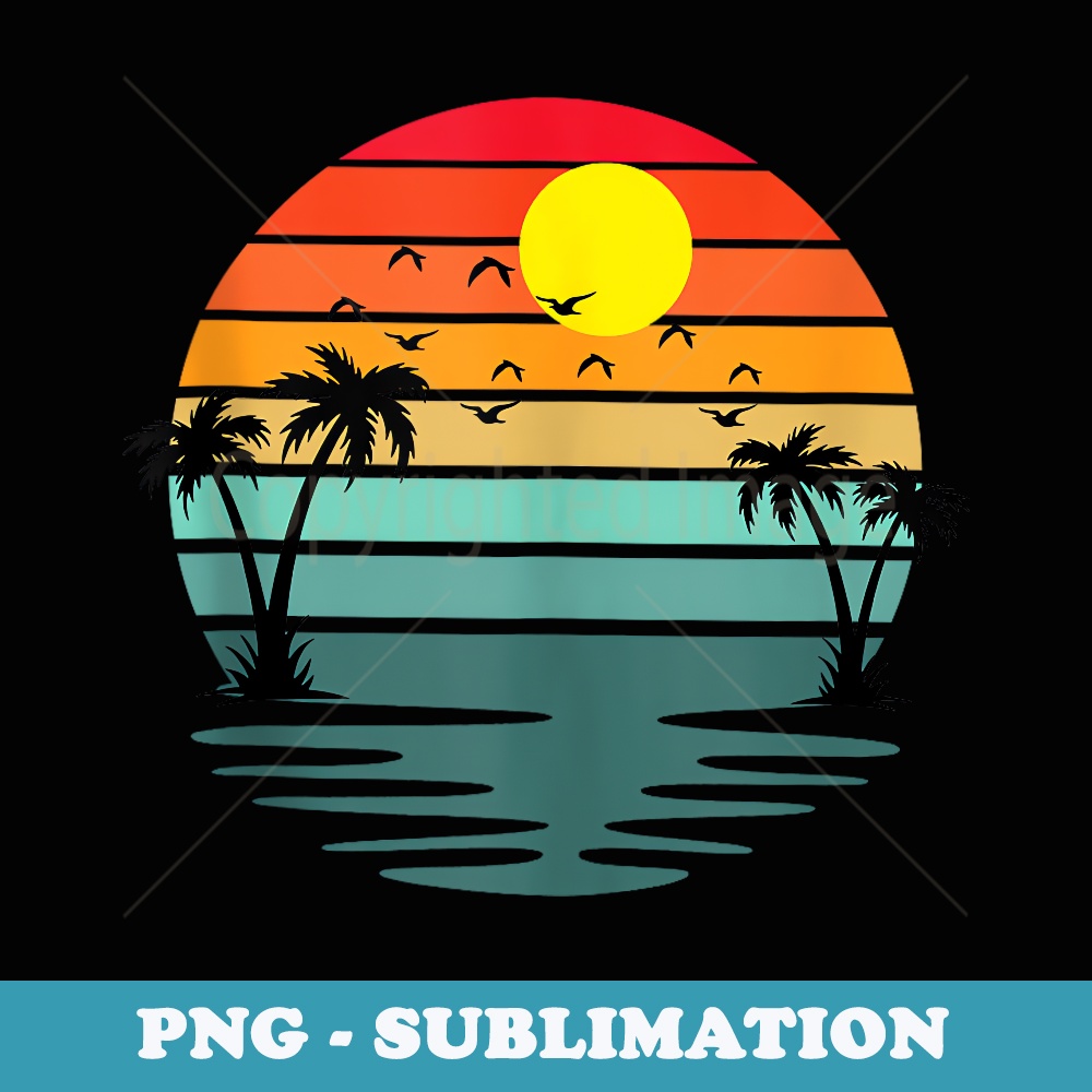 Palm Trees Summer Vacation Beach Sunshine Summer Retro s - Artistic Sublimation Digital File