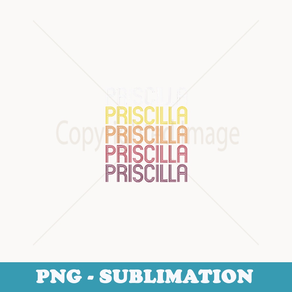 Priscilla Retro Wordmark Pattern - Vintage Style - Elegant Sublimation PNG Download