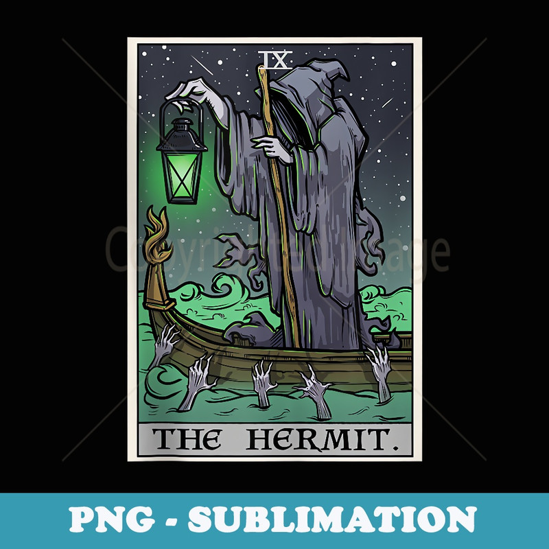 The Hermit Tarot Card Gothic Halloween Grim Reaper Horror - Premium Sublimation Digital Download