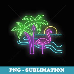 s flamingo tropical palm tree 80's vintage vaporwave - elegant sublimation png download