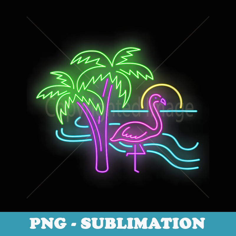 s Flamingo Tropical Palm Tree 80's Vintage Vaporwave - Elegant Sublimation PNG Download