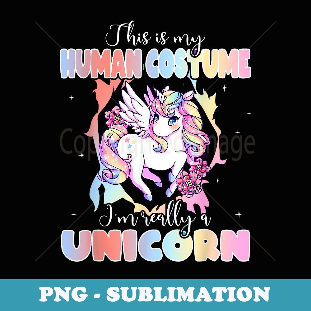 This Is My Human Costume I'm Really Unicorn Funny Halloween - Aesthetic Sublimation Digital File
