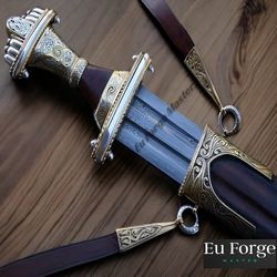 custom handmade forged sword anduril sword of strider, custom engraved sword with scabbard, birthday gift & anniversary