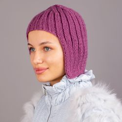 Wig hat, adult bonnet, bonnet. Dark pink-Lilac color color