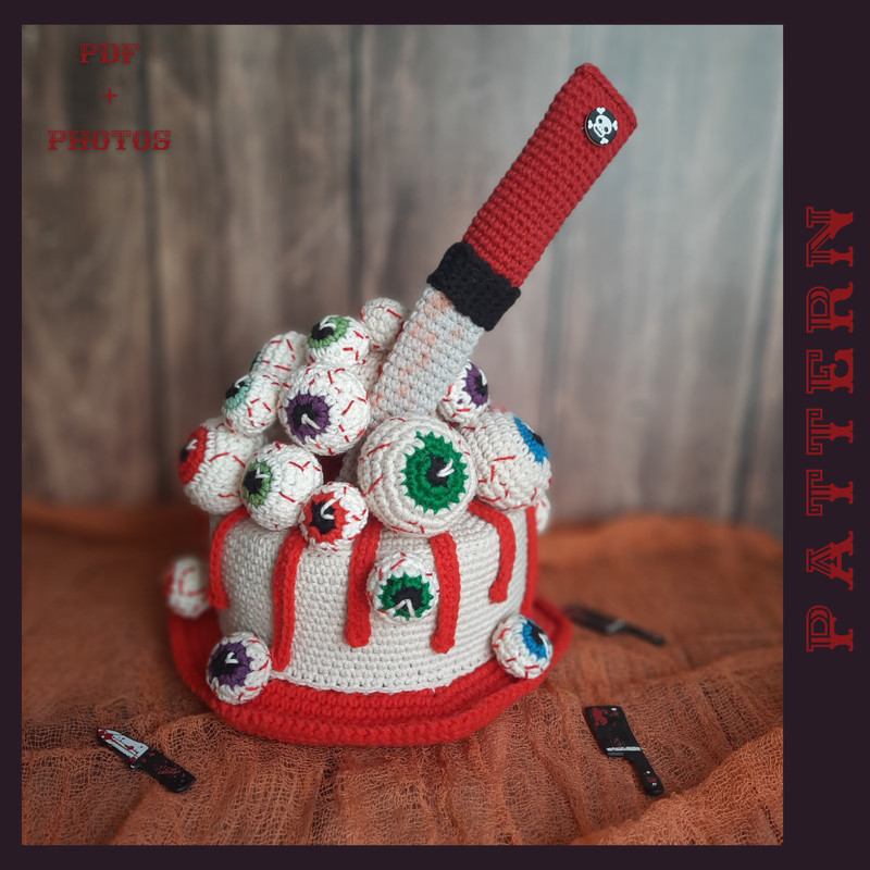 Amigurumi Halloween Spooky Cake Crochet Pattern Halloween Party Decorations Cake Eyeballs Crochet PDF 9