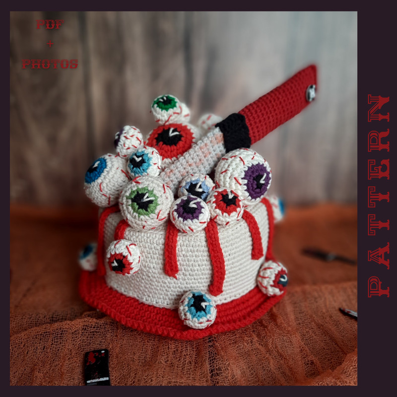Amigurumi Halloween Spooky Cake Crochet Pattern Halloween Party Decorations Cake Eyeballs Crochet PDF 10
