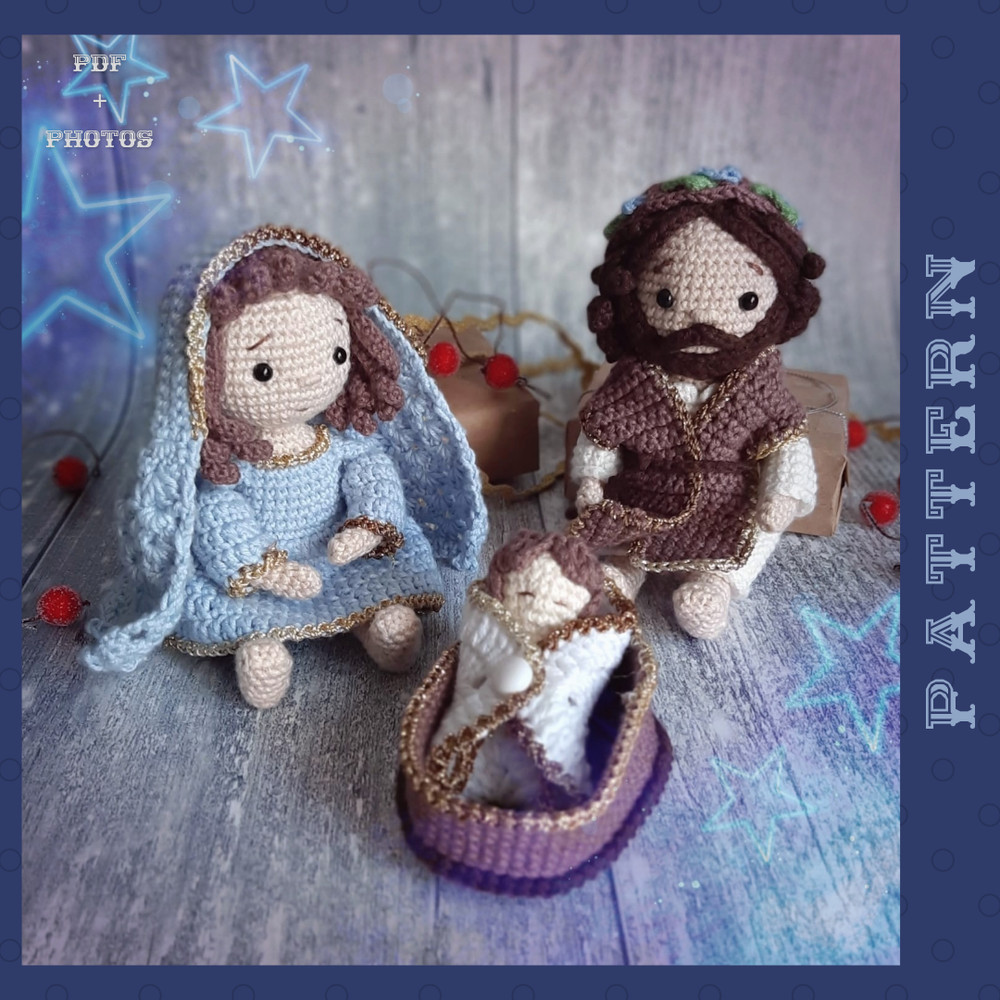 Crochet Nativity Scene Amigurumi Maria Jesus And Joseph Pattern Crochet Nativity Set PDF English Tutorial 1