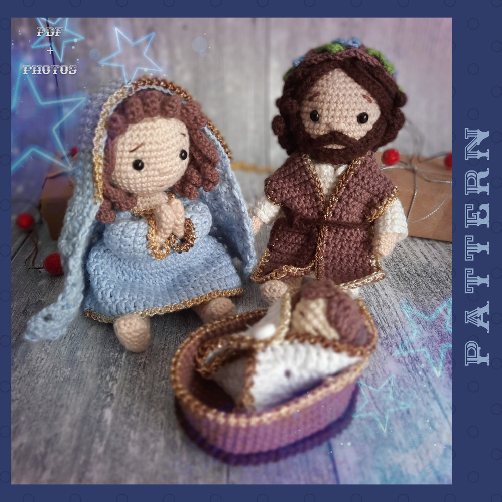 Crochet Nativity Scene Amigurumi Maria Jesus And Joseph Pattern Crochet Nativity Set PDF English Tutorial 3
