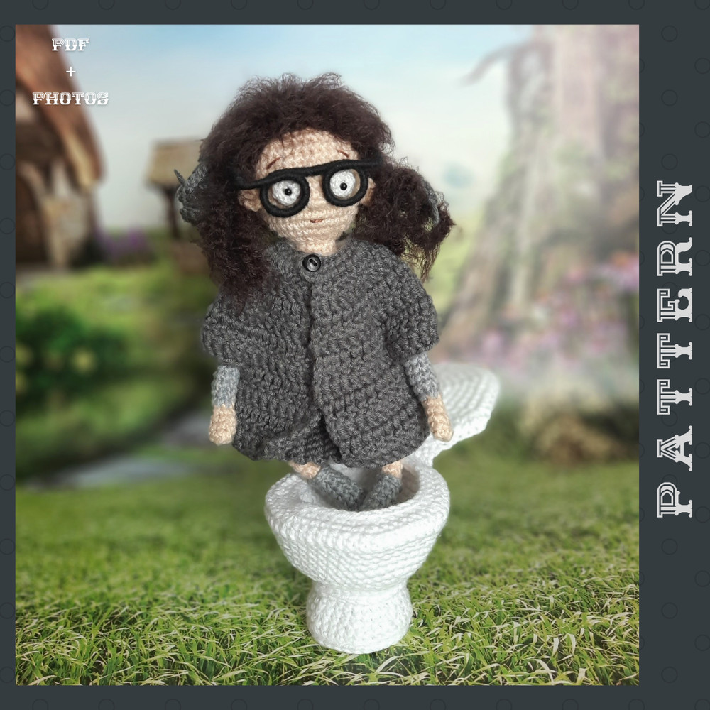 Amigurumi Moaning Witch Doll Crochet Pattern Crying Schoolgirl In The Toilet PDF English Tutorial 8