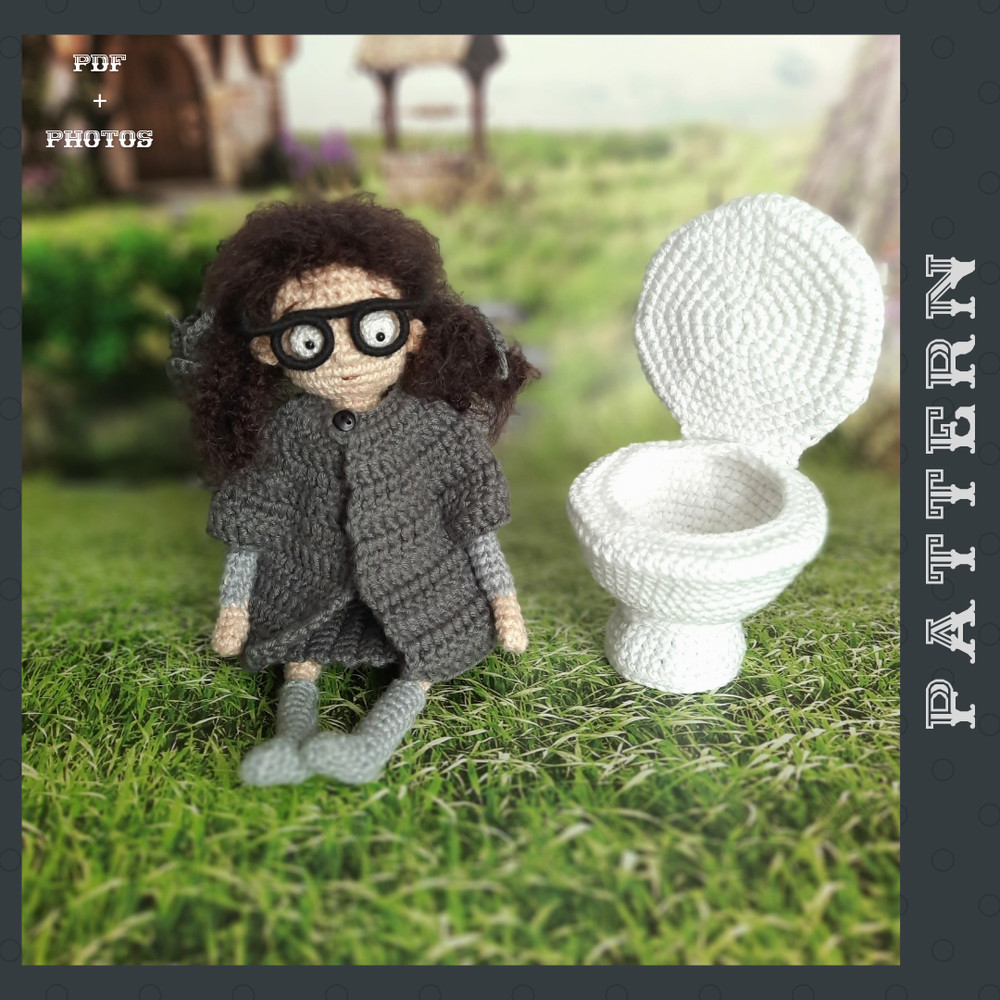 Amigurumi Moaning Witch Doll Crochet Pattern Crying Schoolgirl In The Toilet PDF English Tutorial 9