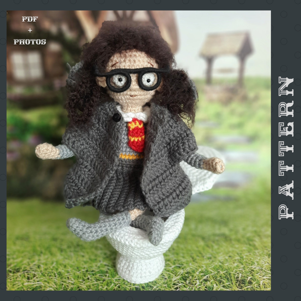 Amigurumi Moaning Witch Doll Crochet Pattern Crying Schoolgirl In The Toilet PDF English Tutorial 11
