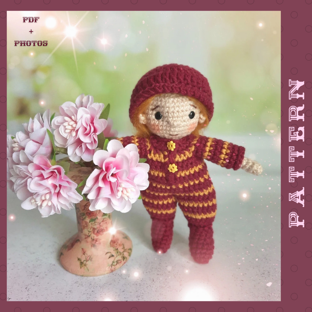 Amigurumi Crochet Doll And 4 Sets Of Doll Clothes Clothing PDF Crochet Pattern In English For An 472 Inch Doll 6
