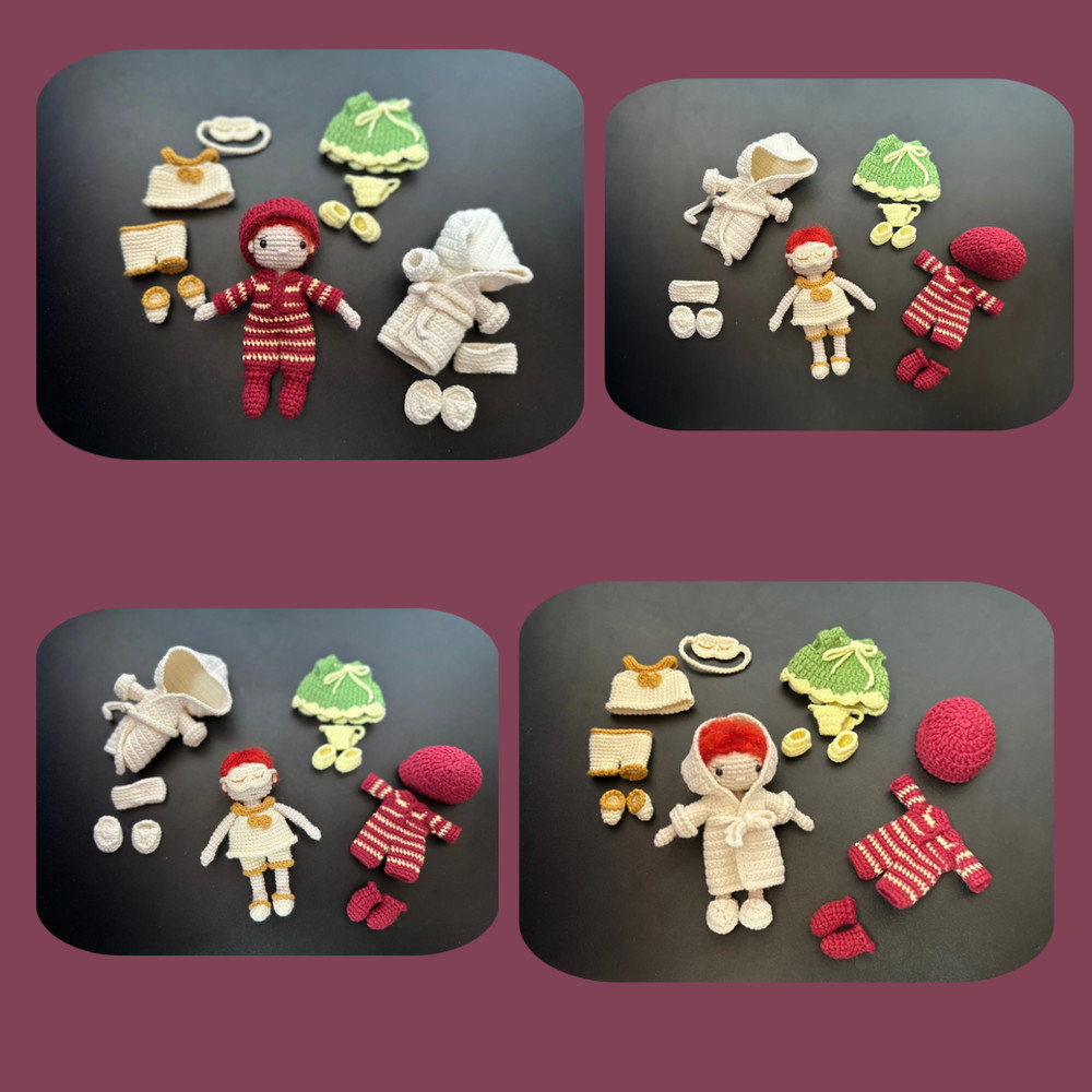 Amigurumi Crochet Doll And 4 Sets Of Doll Clothes Clothing PDF Crochet Pattern In English For An 472 Inch Doll 9