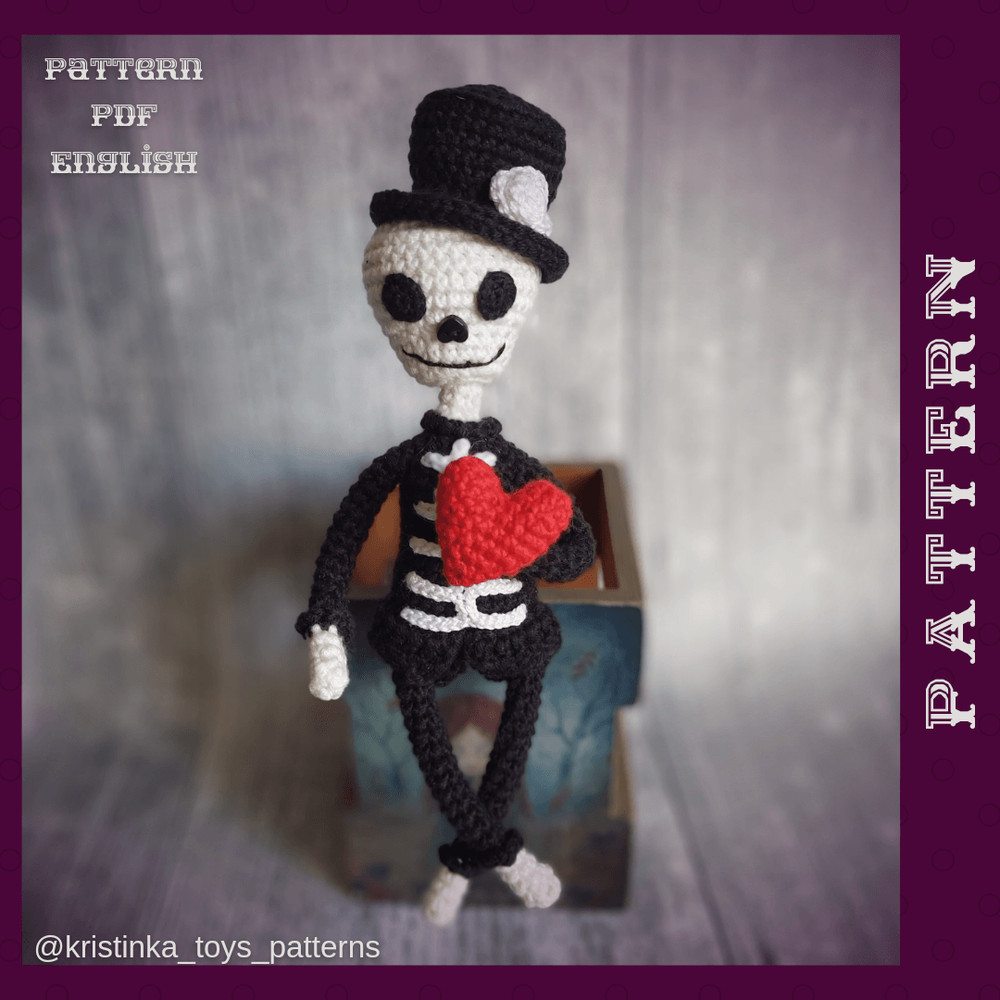 Amigurumi Bride And Groom Skeleton Crochet Pattern Halloween Wedding Crochet Doll PDF English Tutor 10