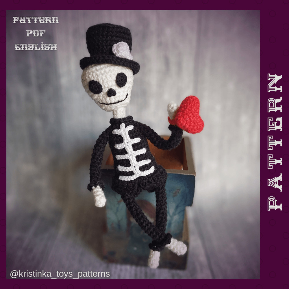 Amigurumi Bride And Groom Skeleton Crochet Pattern Halloween Wedding Crochet Doll PDF English Tutor 11