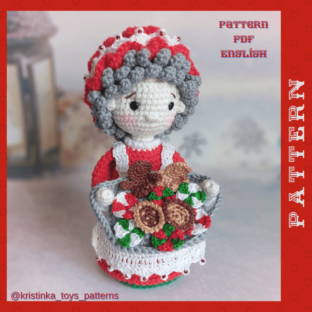 Amigurumi Mrs Claus Baker With Cookie Crochet Pattern PDF English Tutorial Mrs Santa Claus Pattern 7