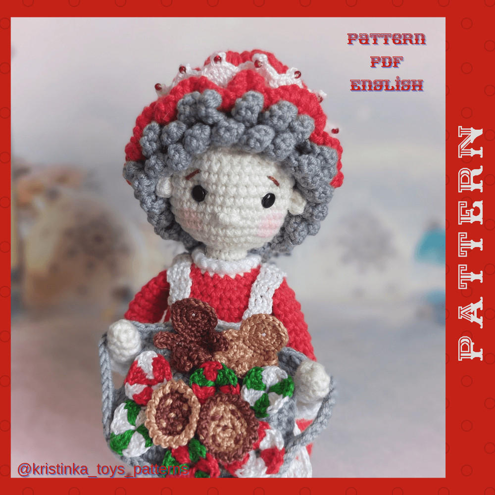 Amigurumi Mrs Claus Baker With Cookie Crochet Pattern PDF English Tutorial Mrs Santa Claus Pattern 8
