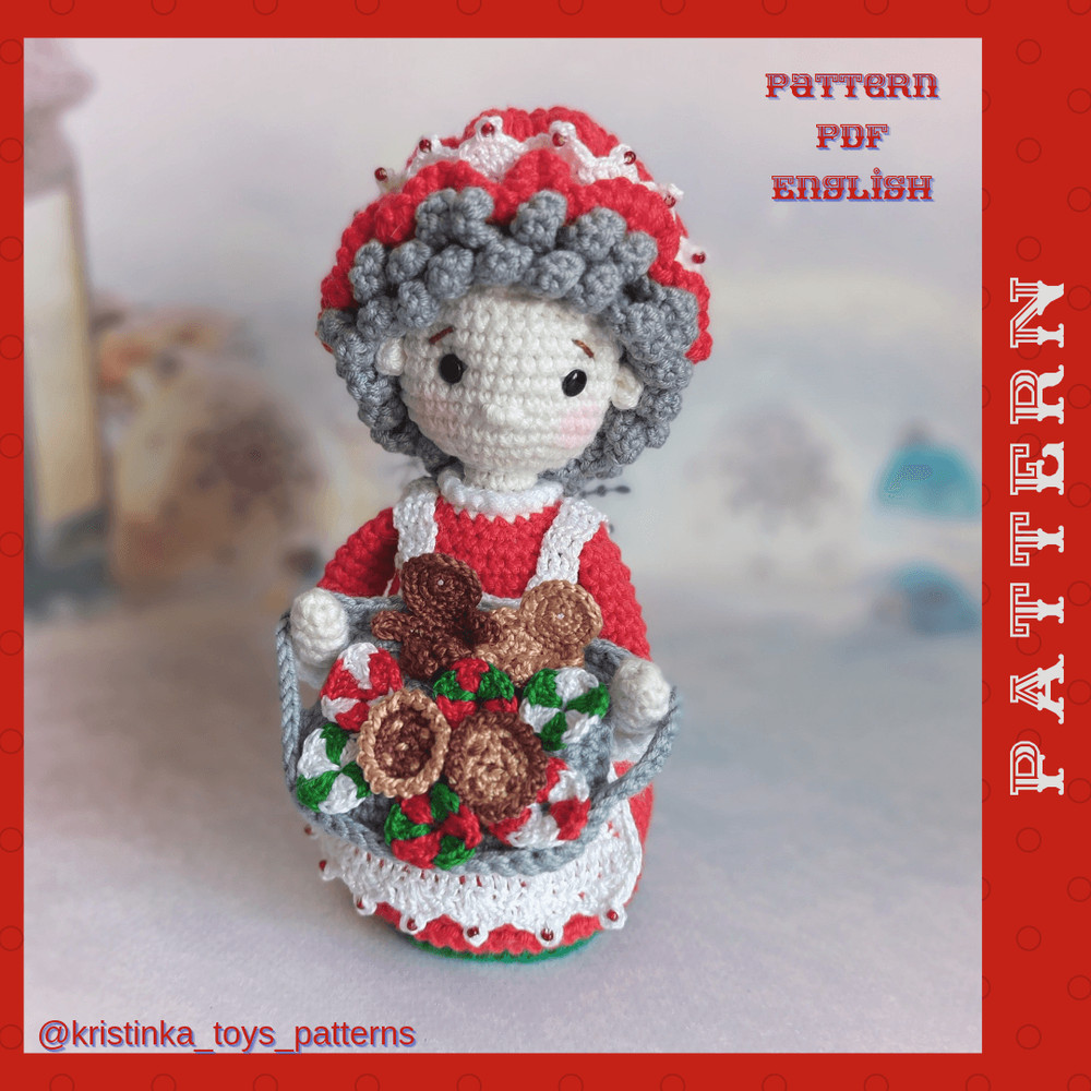 Amigurumi Mrs Claus Baker With Cookie Crochet Pattern PDF English Tutorial Mrs Santa Claus Pattern 9